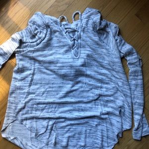 AERIE white and grey super soft hoodie sweatshirt